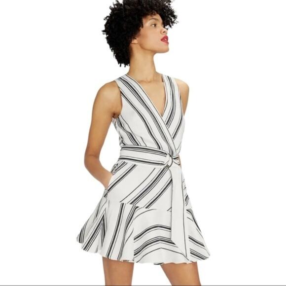 Ted Baker Aliicee Directional Stripe Linen and Cotton Sleeveless Size 6 NWT - Picture 1 of 13